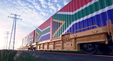 Freight Railcar with South African Flag